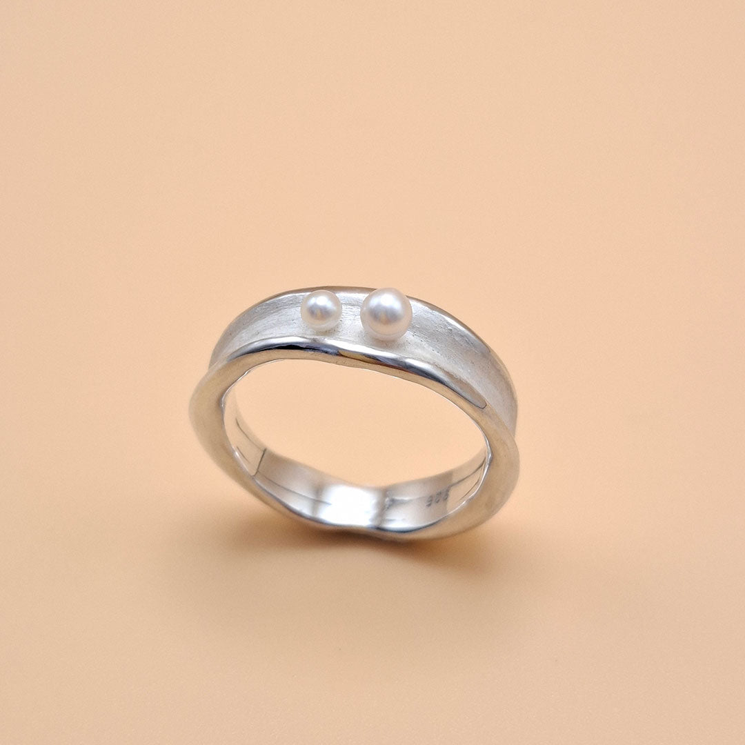 Lamella-Ring mit Perlen